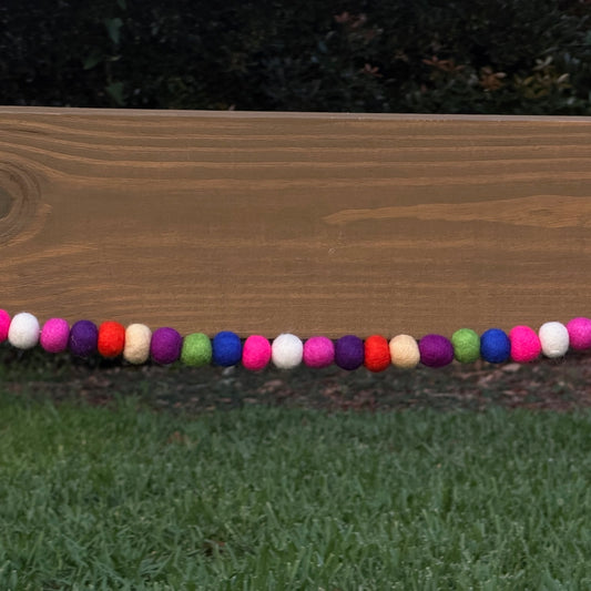 Multicolor Wool Ball Garland - 6 ft