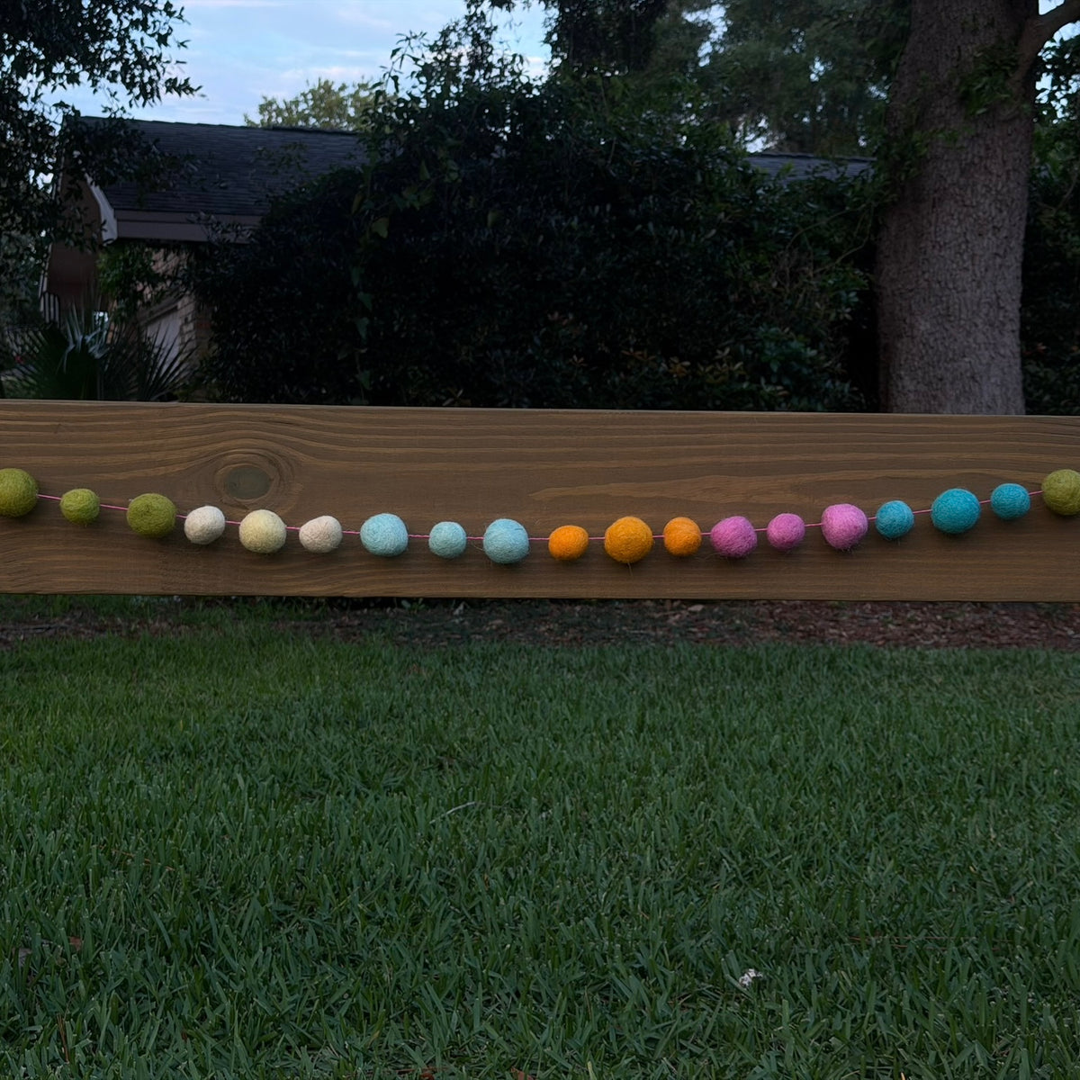 Pastel Wool Ball Garland - 6 ft
