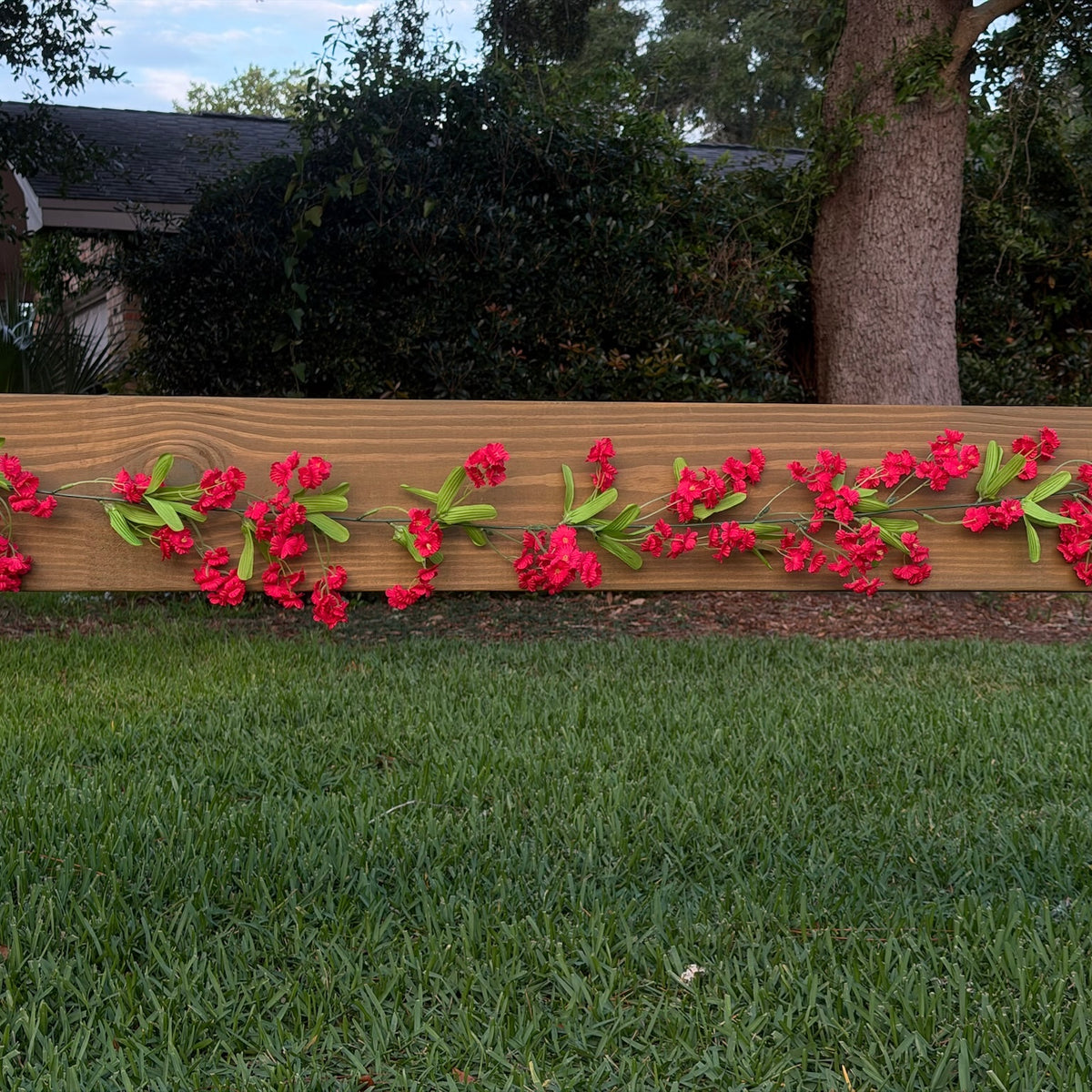 Red Flower Garland - 6 ft