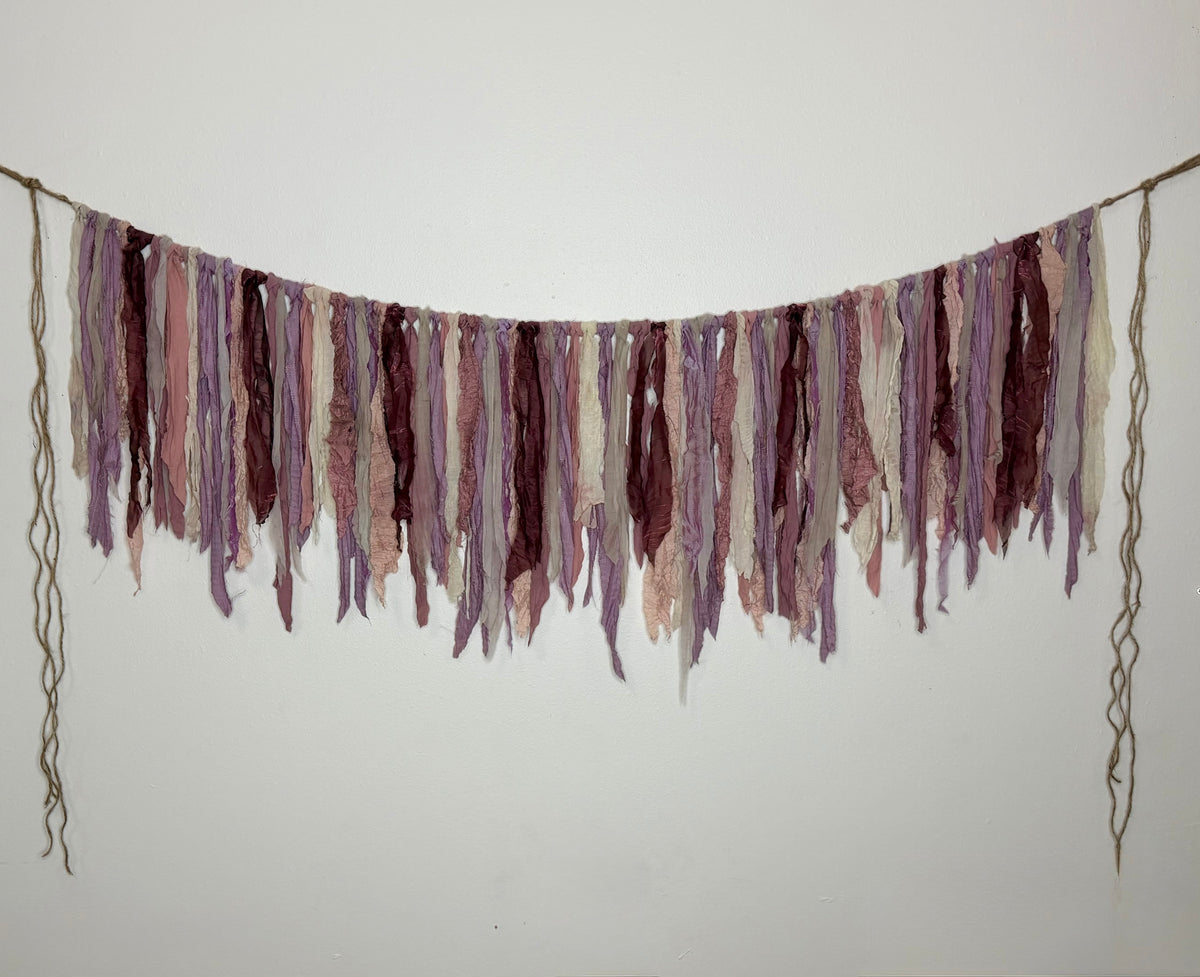 Boho Ribbon Garland – Purple 4 ft x 16 in drop