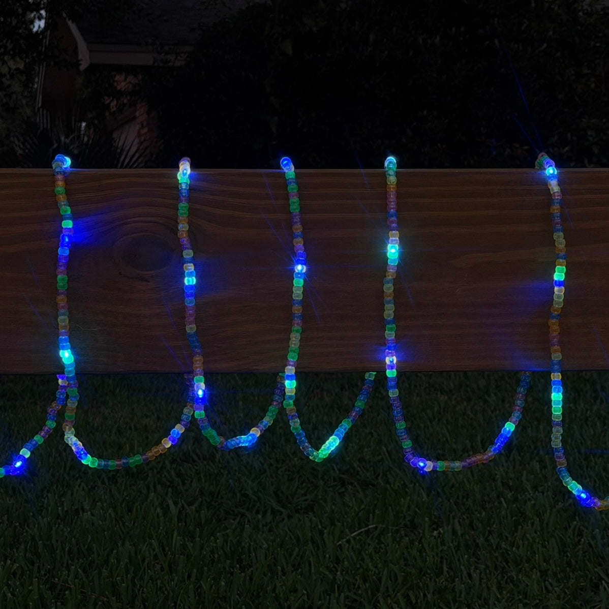 Beaded String of Glow in the Dark Lights - Cosmic Blue - 16 ft