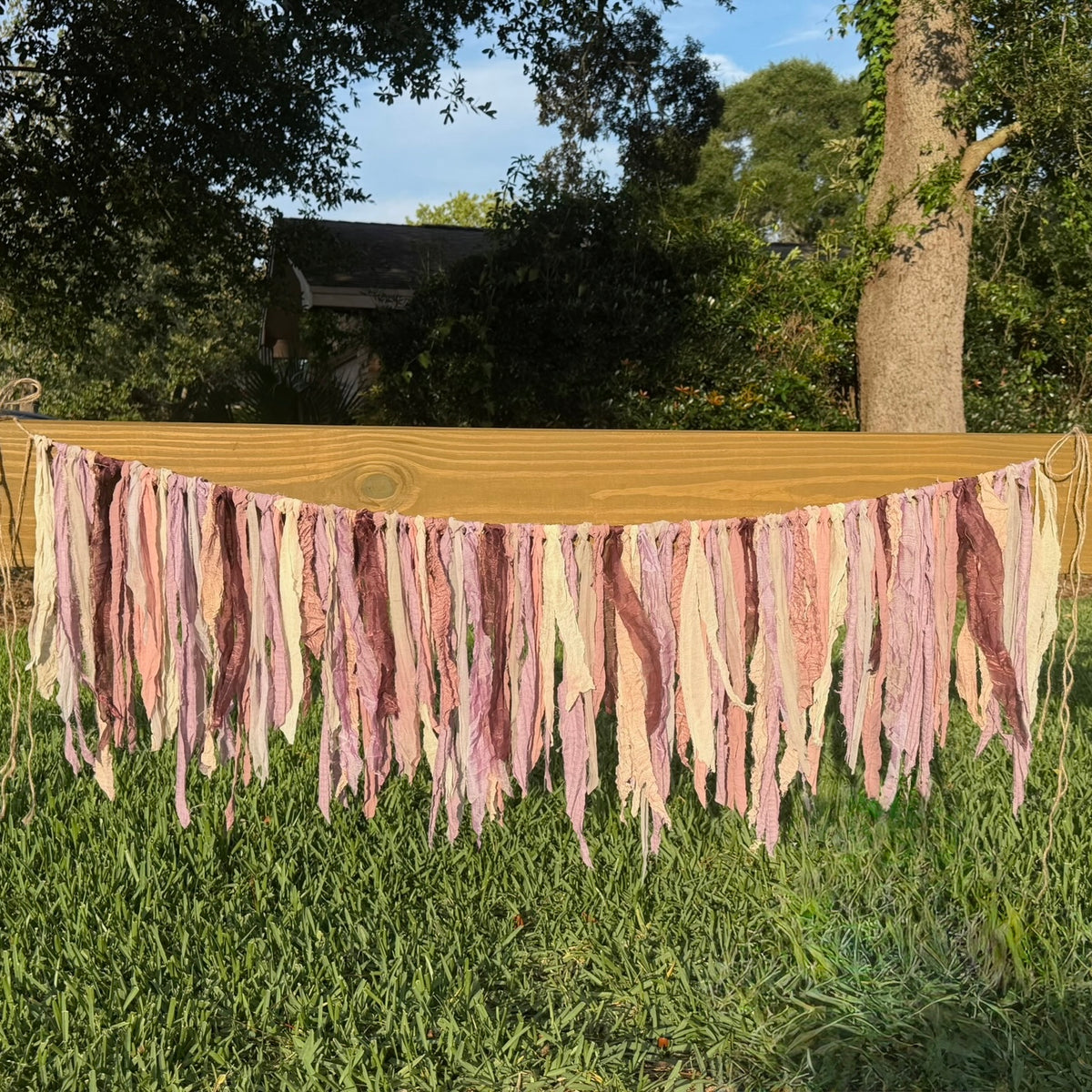 Boho Ribbon Garland – Purple 4 ft x 16 in drop