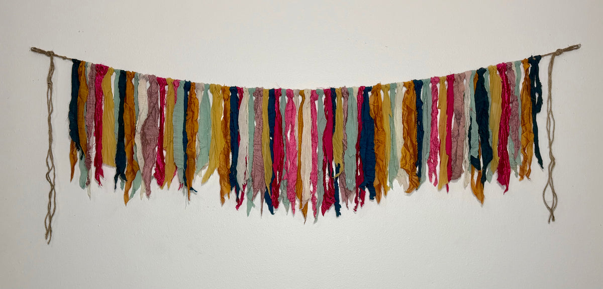 Boho Ribbon Garland – Colorful 4 ft x 16 in drop