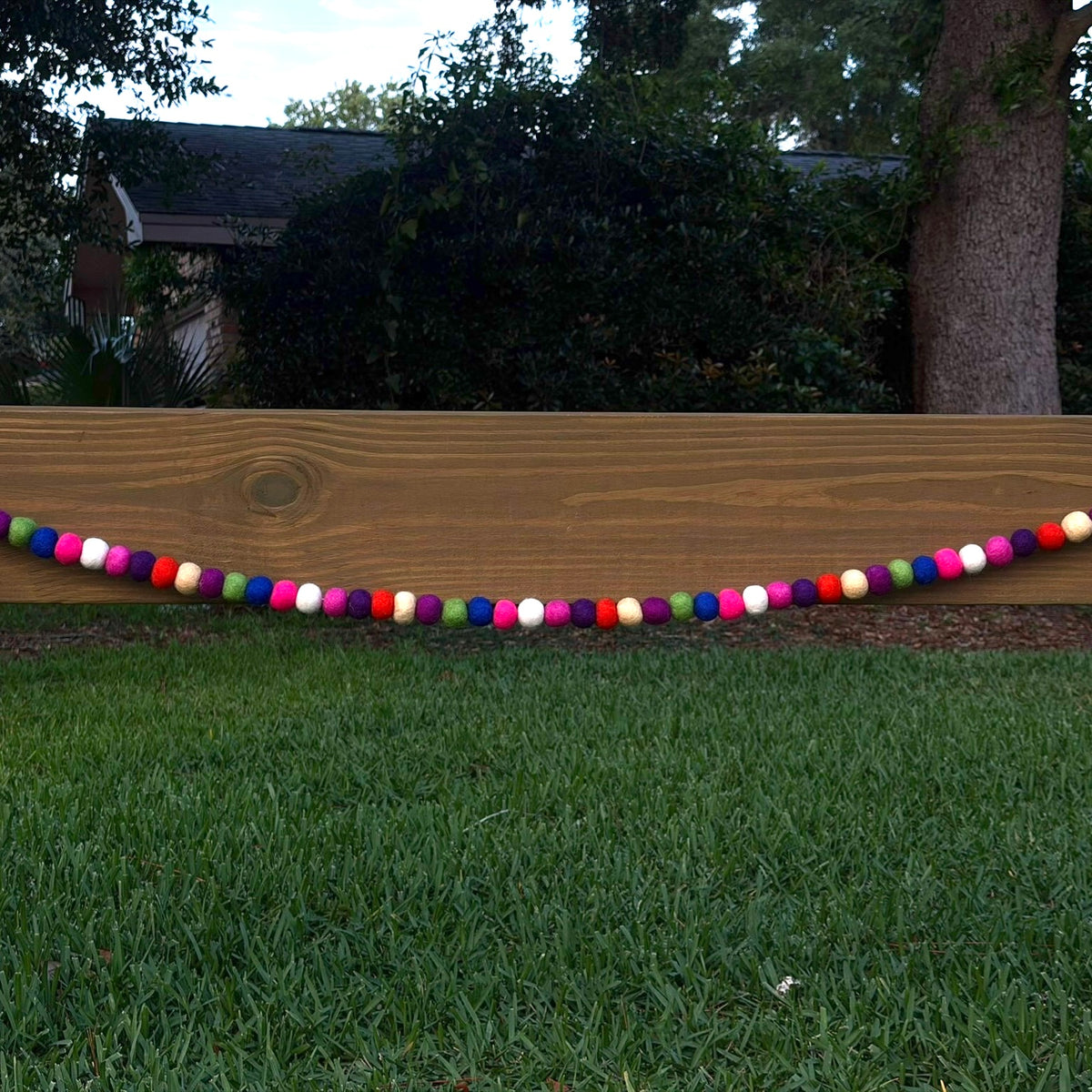 Multicolor Wool Ball Garland - 6 ft