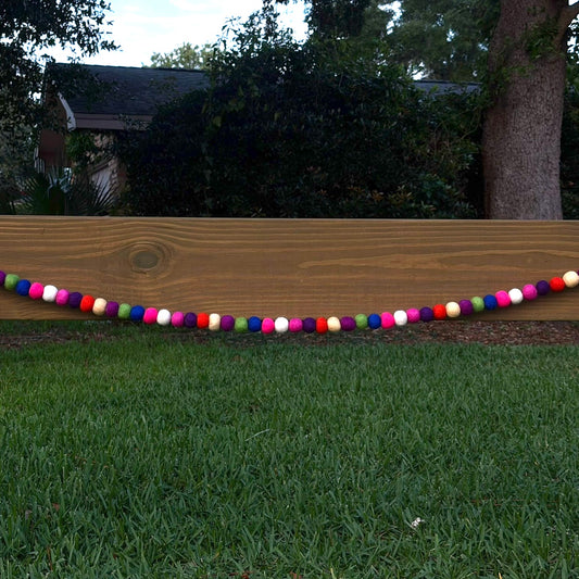Multicolor Wool Ball Garland - 6 ft