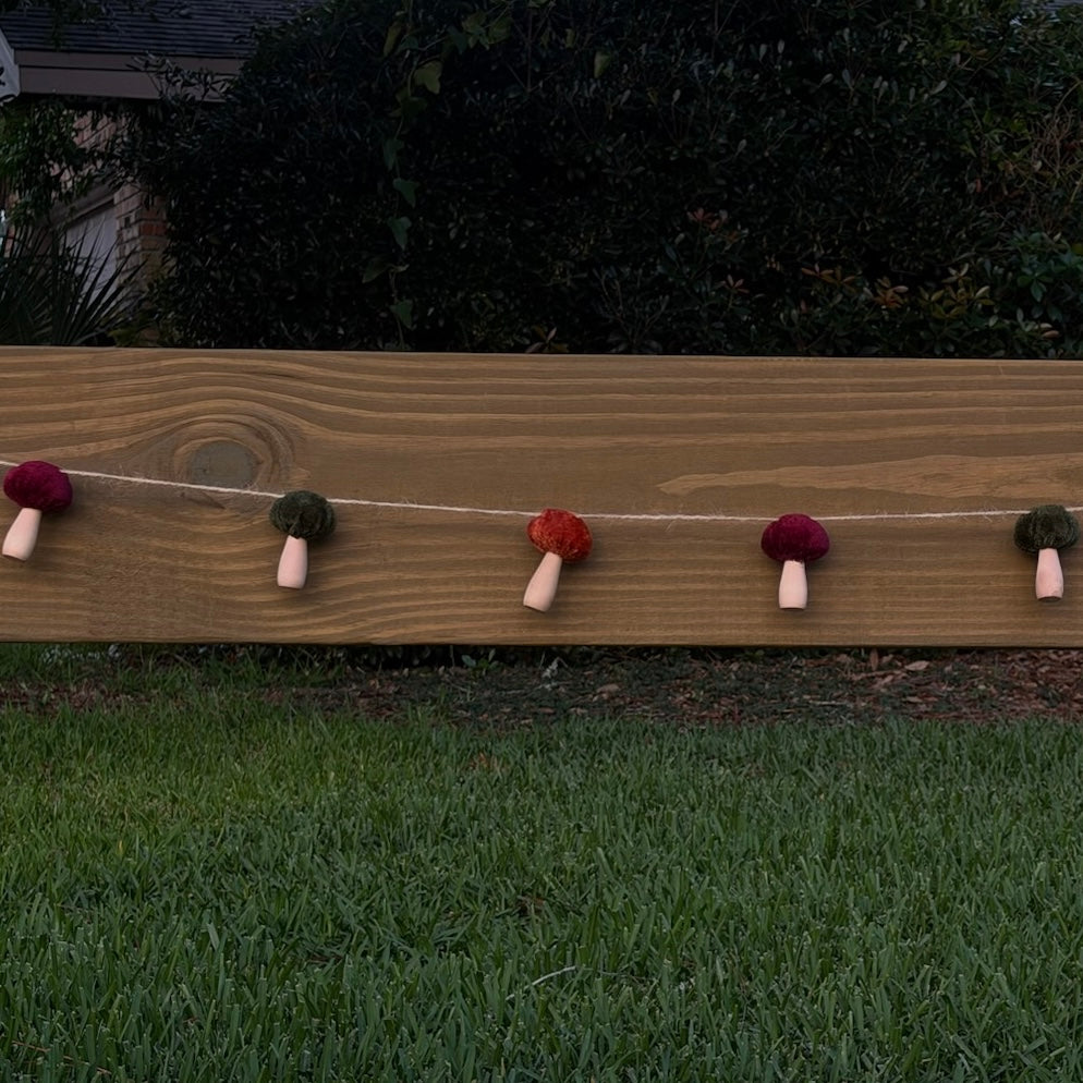 Velvet Mushroom Garland - 6 ft