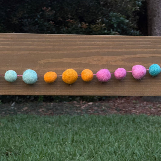 Pastel Wool Ball Garland - 6 ft