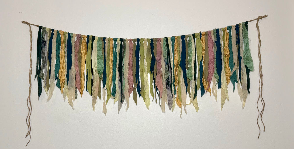 Boho Ribbon Garland – Green 4 ft x 16 in drop