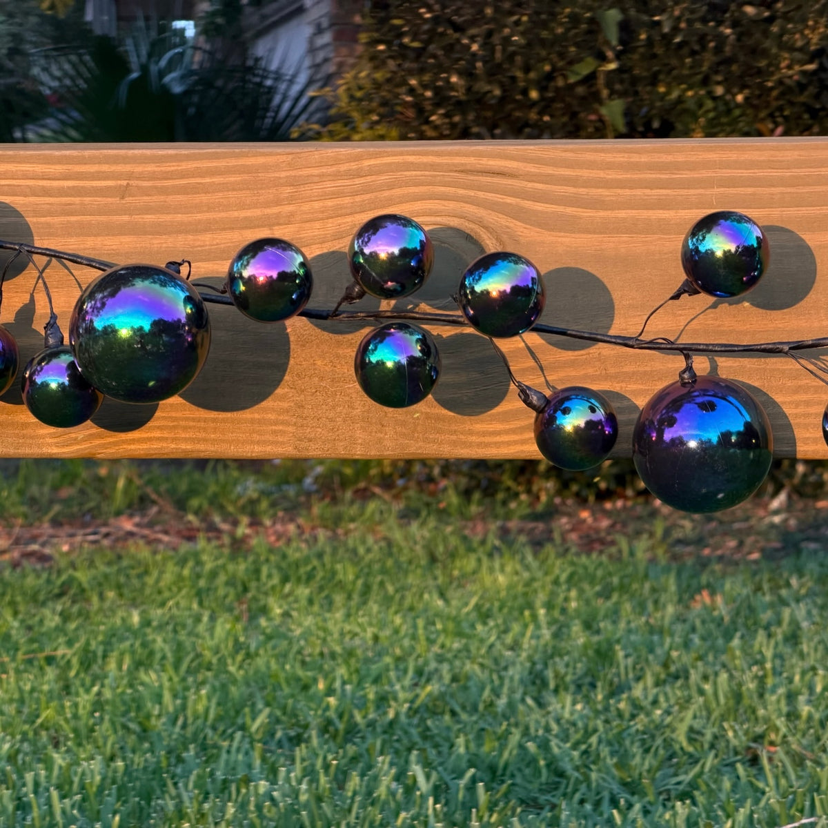Iridescent Black Ornament Garland - 6 ft