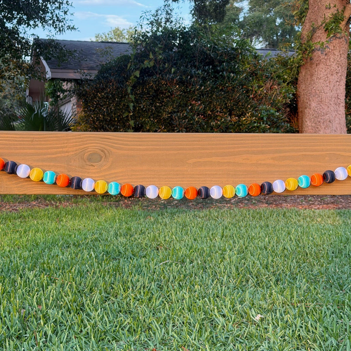 Multicolor Ball Garland - Black & Orange - 6 ft