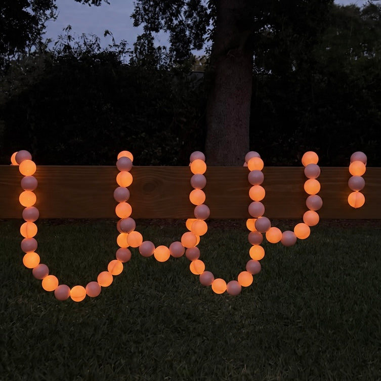 Soft pink giant strand of light up Pearls 16 feet
