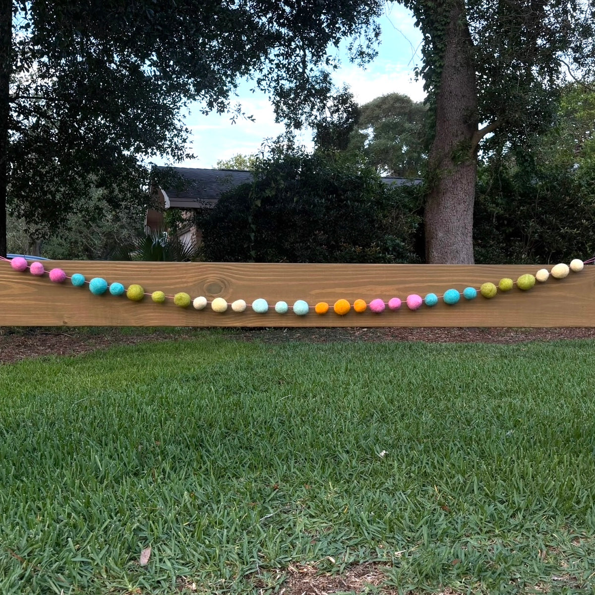 Pastel Wool Ball Garland - 6 ft