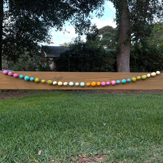 Pastel Wool Ball Garland - 6 ft