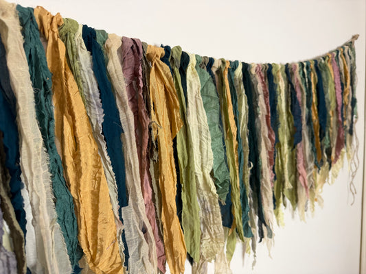 Boho Ribbon Garland – Green 4 ft x 16 in drop