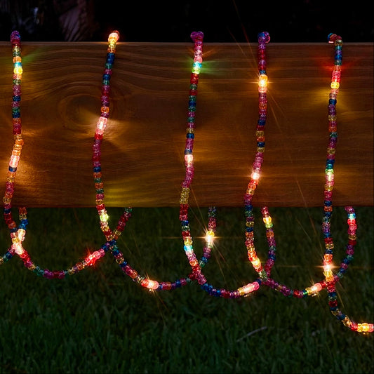 Beaded String of Lights - Jewel Tones - 16 ft