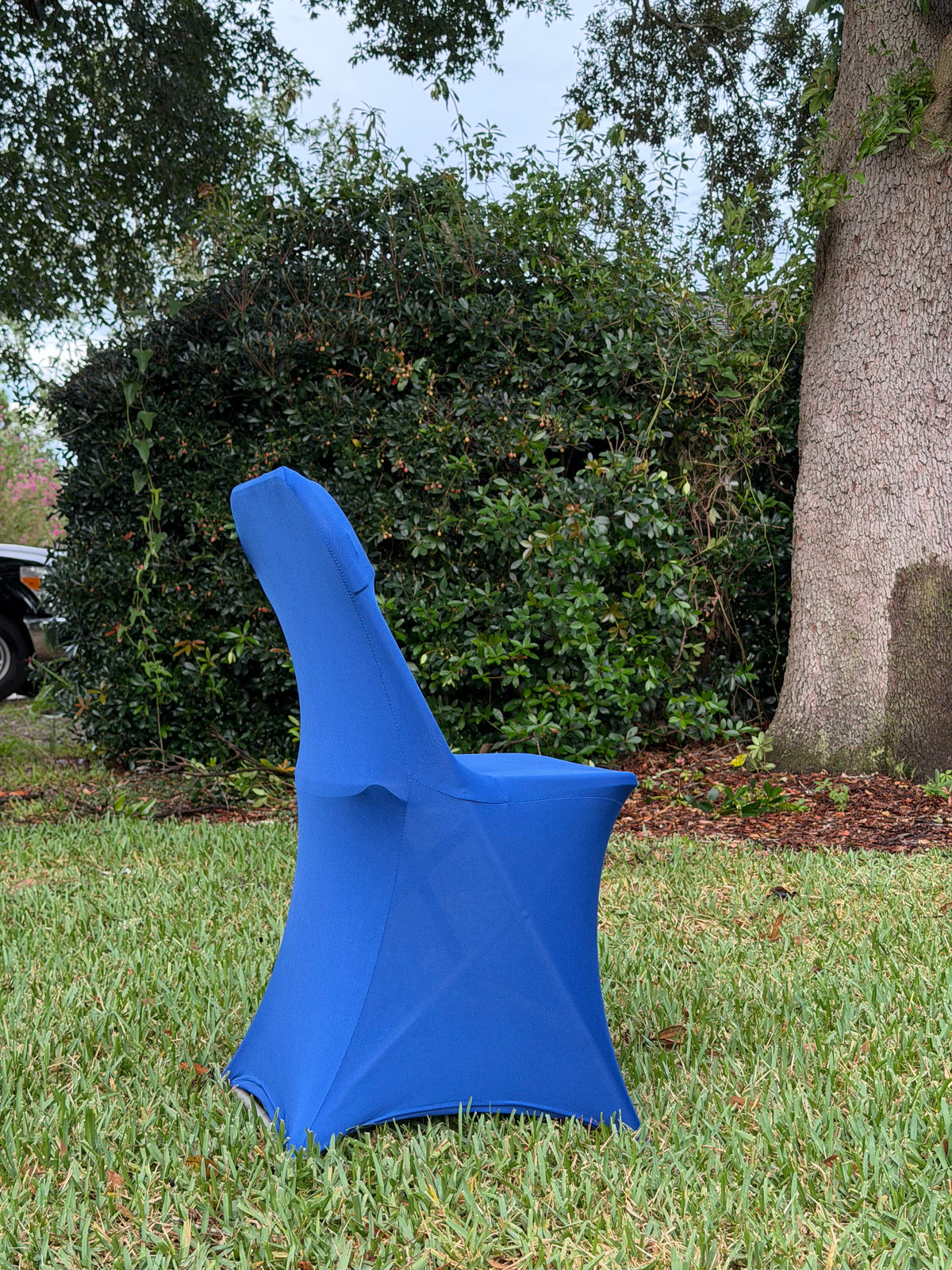 Royal Blue Chair Cover facing right