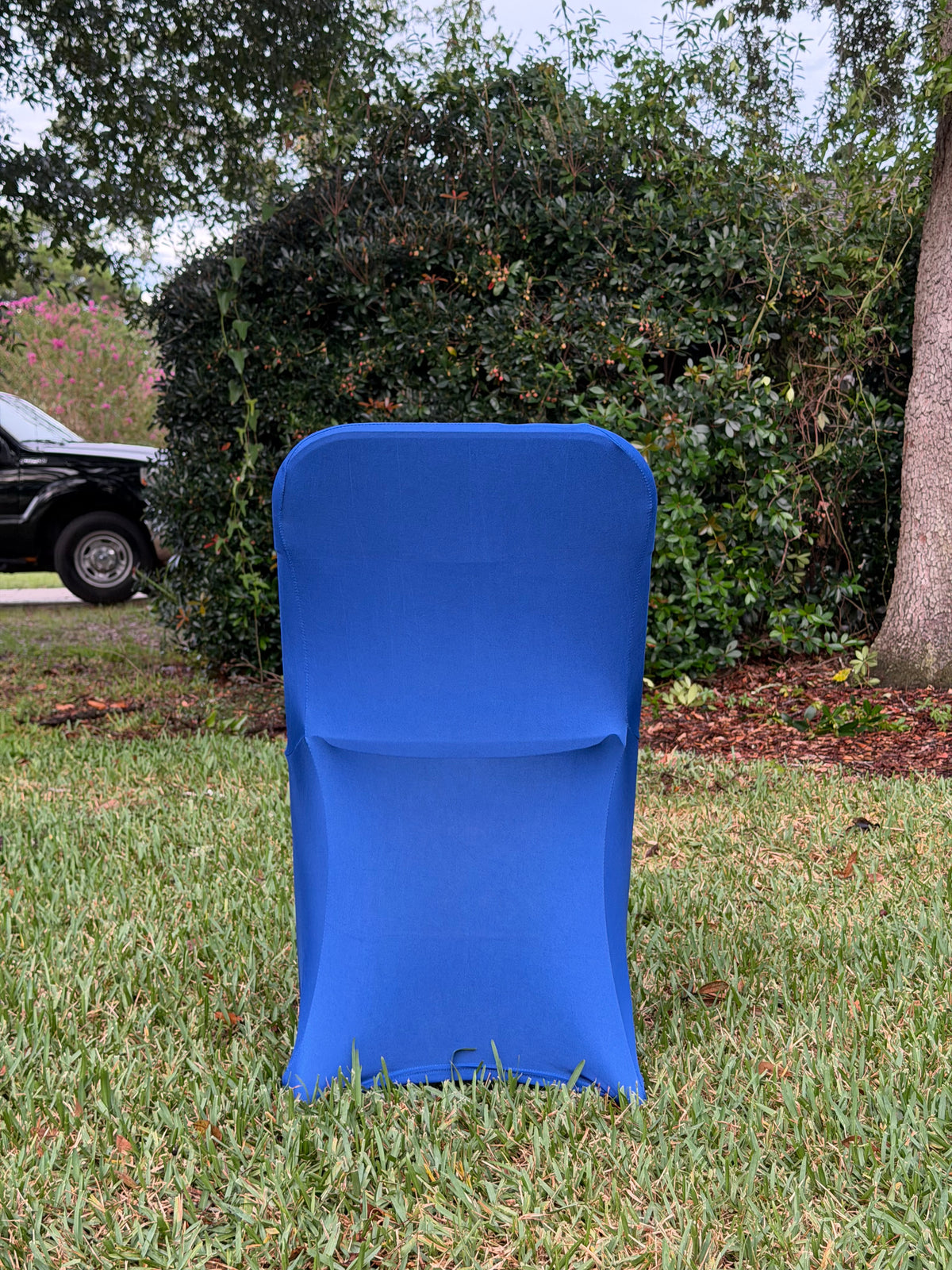 Royal Blue Chair Cover facing forward