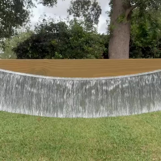 Silver metallic fringe video blowing in the wind